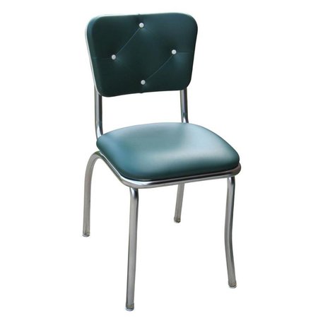 RICHARDSON SEATING CORP Richardson Seating Corp 4140GRN 4140 Lucy Diner Chair -Green- with 1 in. Pulled Seat  - Chrome 4140GRN
